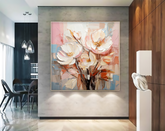 Blossom Cluster – Original Floral Abstract Oil Painting in Pink & White