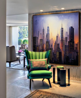 Twilight Towers: Original Oil Skyline on Canvas