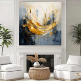 Golden Symphony — Abstract Original Oil Painting on Canvas for Luxury Spaces