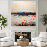 Vibrant Horizon Abstract Oil Painting – Original Handmade Textured Art