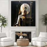 Midnight Meditation – Contemporary Art in Gold and Black