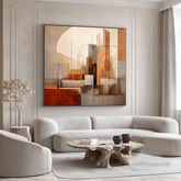 Urban Dusk – Abstract Geometric Cityscape in Warm Earth Tones