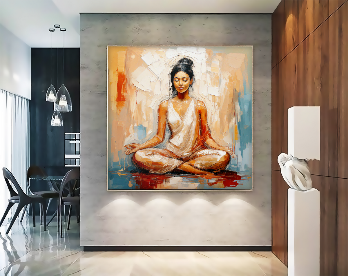 Tranquil Grace – Original Meditation Oil Painting on Canvas
