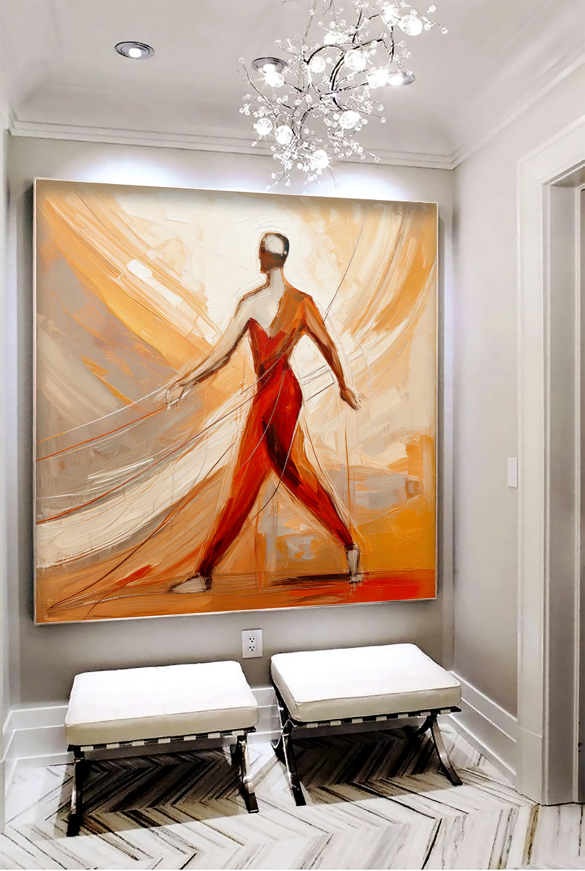 Stride of Fire – Original Oil Painting in Motion and Flame