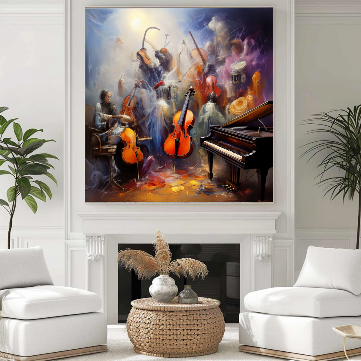 🎶 Symphony in Light – Original Oil Painting of a Dreamlike Orchestra