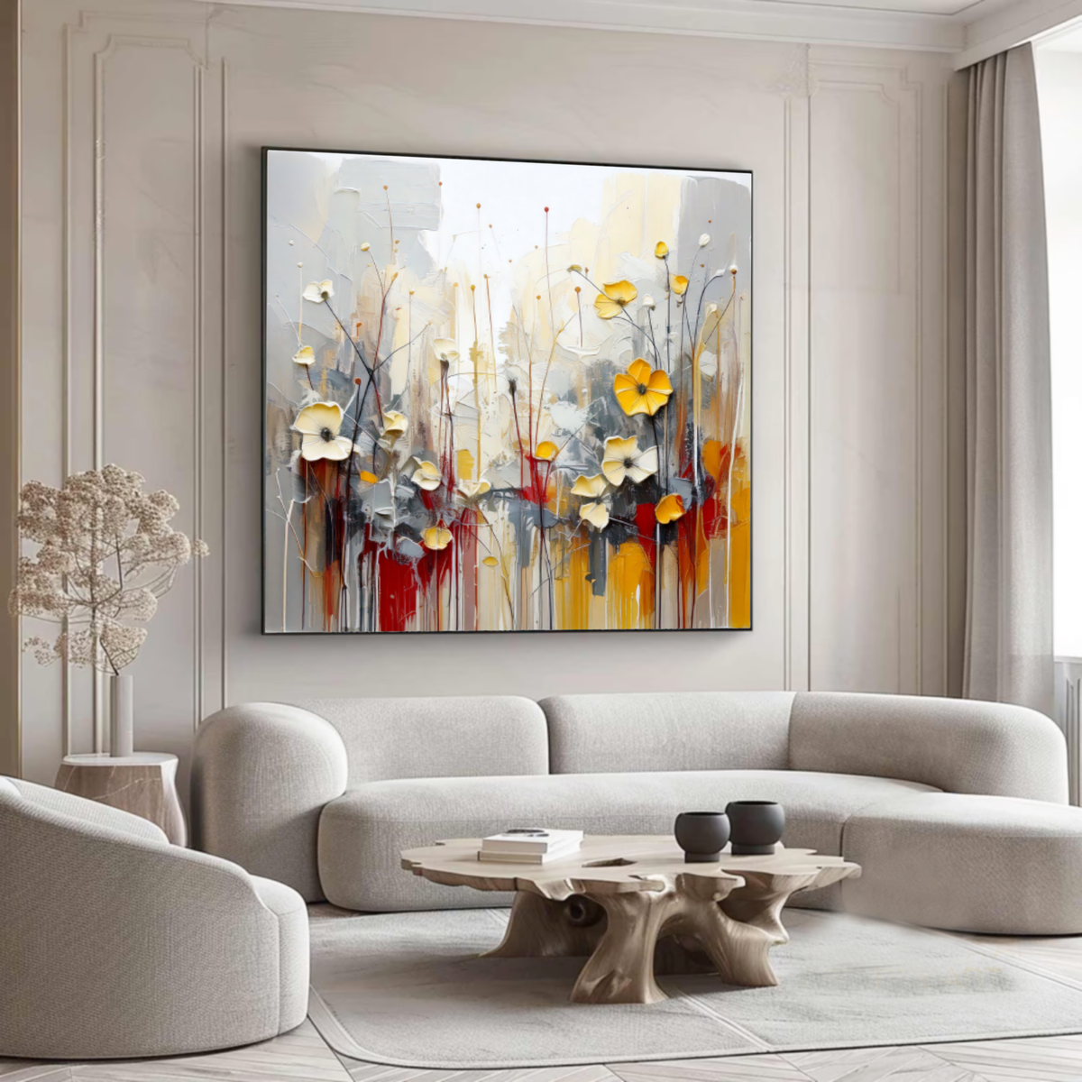 Abstract Floral Oil Painting – Bold & Colorful Canvas Wall Art