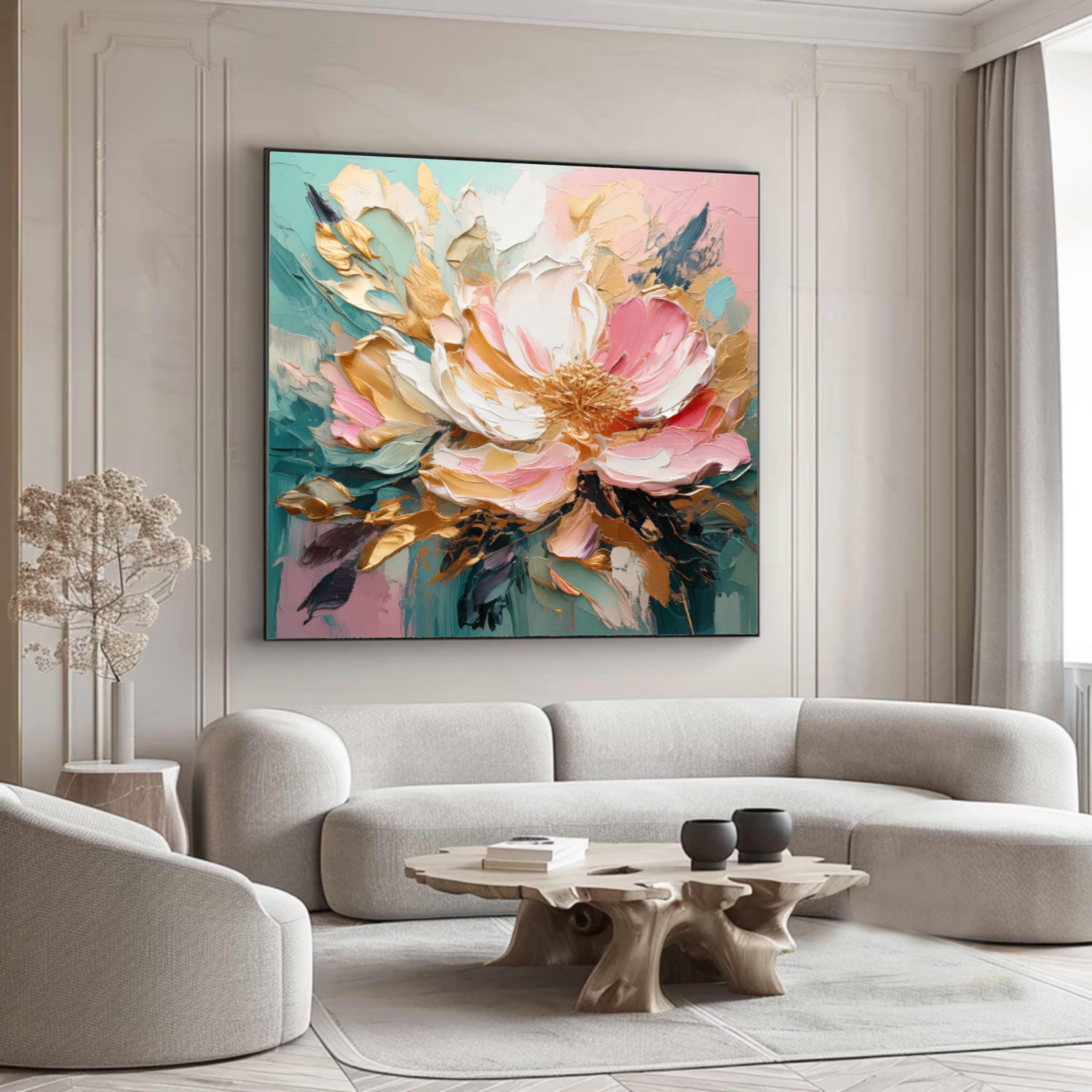 Blush Bloom – Original Floral Abstract Handamde Oil Painting