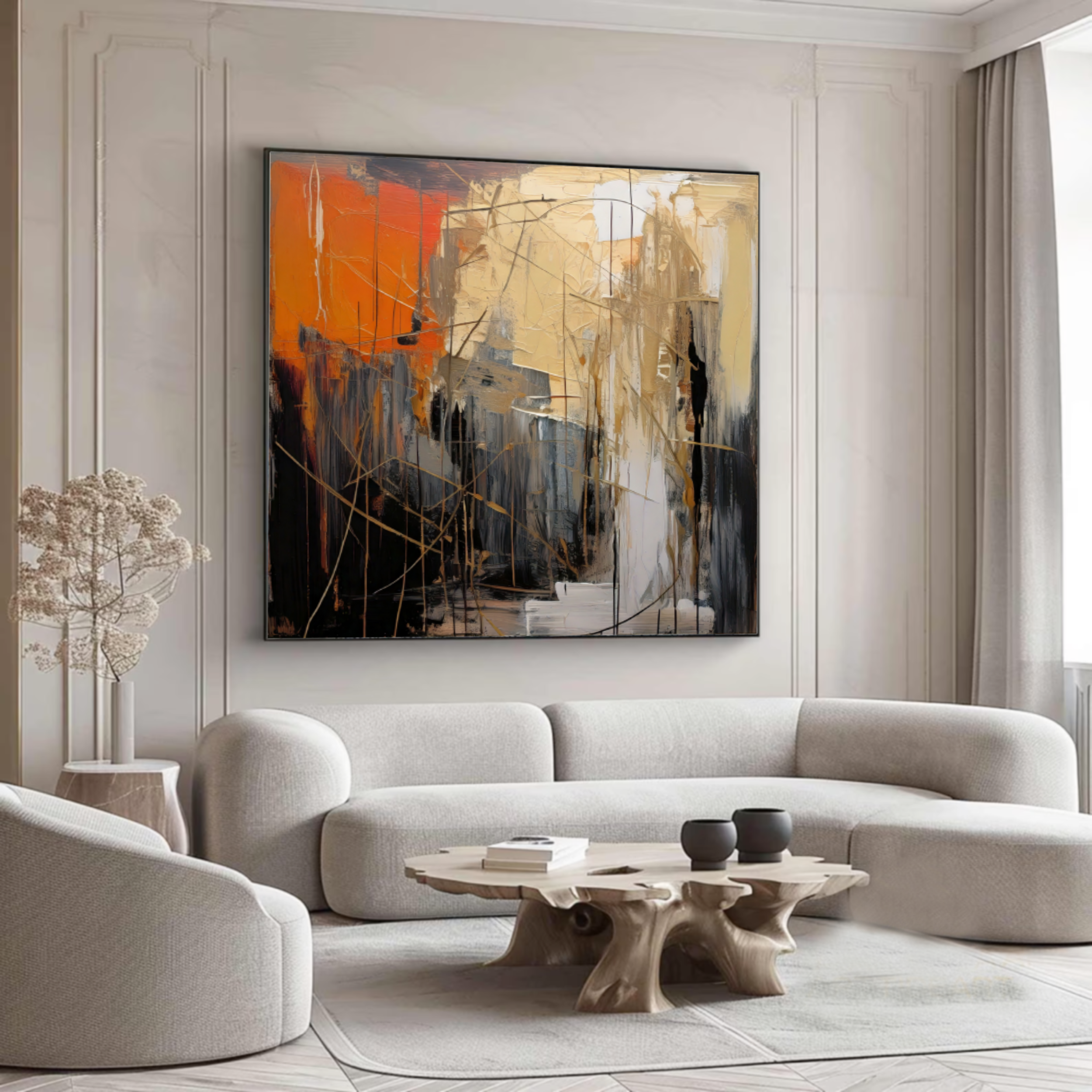 Contemporary Abstract Oil Painting – Hand-Painted Modern Wall Art for Living Room & Office