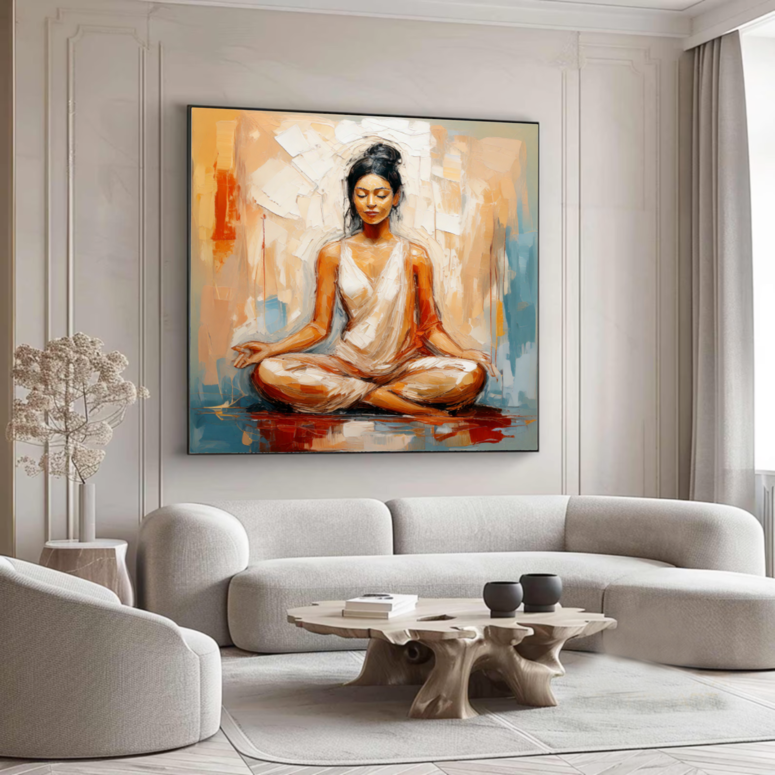 Tranquil Grace – Original Meditation Oil Painting on Canvas