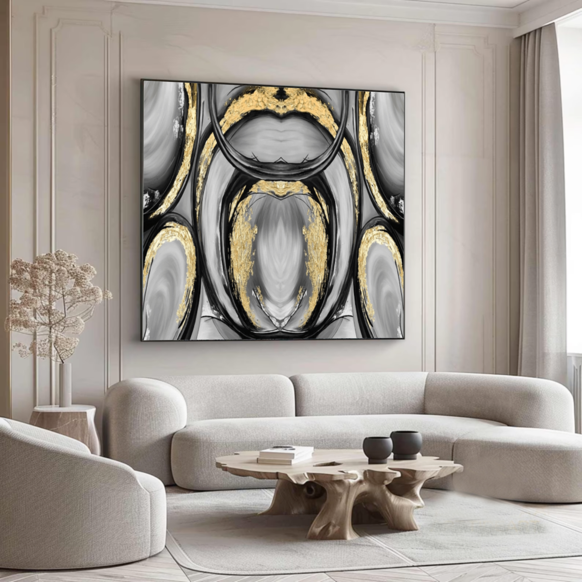 Eclipse Reverie – Original Abstract Oil Painting with Gold Leaf on Canvas